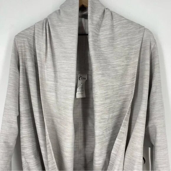 Zyia Active Yoga Shawl S - M Pullover Sweatshirt Hazer Grey Tan - Picture 7 of 8
